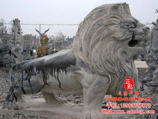 石雕跑獅|雄獅雕刻